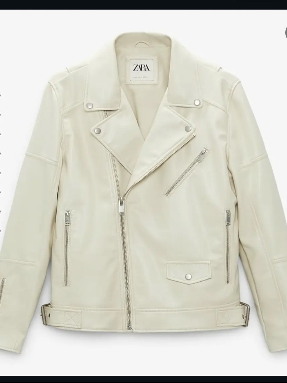 ZARA Cream Faux Leather Biker Jacket
